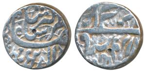 Jahangir, Silver Rupee, 11.29g, Akbarnagar Mint, Month Shahrewar, ornamental border (KM 14