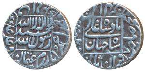 Shah Jahan, Silver Rupee, 11.36g, Patna Mint, AH (1)044/7, legend within square area (KM 2