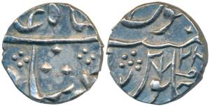 Jafarabad urf Chandor Mint, Silver ½ Rupee, 5.39g, in the name of Shah Alam II, RY 28, usu