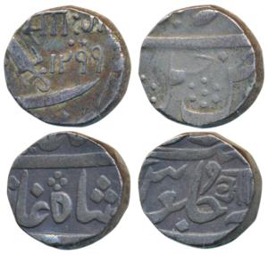 Anand Rao; SayajiRao III, Silver Rupee (2), the second AH 1299. Very Fine+. (2)