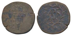 Goa, Miguel (1828-1834 AD), Copper ½ Tanga, obv. crowned arms, rev. ‘AP’ above ‘T’ within 