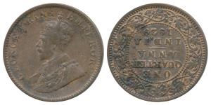George V, Cupro Nickel ¼ Anna, 1929, Calcutta Mint, Error, Inverted die axis (rev. die rot