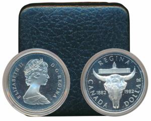 Canada, Elizabeth II, Silver 1 Dollar, 23.32g, 1882 - 1982, 100th Anniversary of the city 