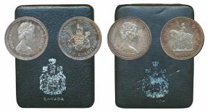Canada, Elizabeth II, Silver Dollars (2), 1971, British Columbia Centennial; 1973, 100th A