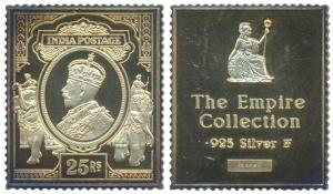British India Post, Gold Gilt Silver Stamp Ingot, Rupees 25, 25g, George V. Proof, Rare.