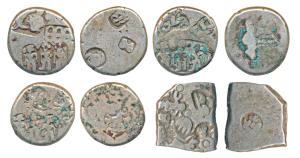 Archaic Punch-marked Coinage, Magadha Imperial, Silver Karshapana (3), 3.35g, 3.48g & 3.35
