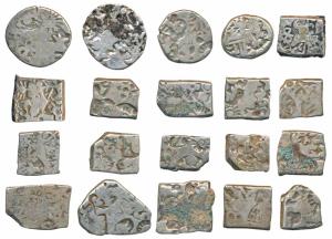 Archaic Punch-marked Coinage, Mauryan Imperial Series, Silver Karshapana (20), obv. variou