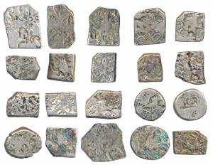 Archaic Punch-marked Coinage, Mauryan Imperial Series, Silver Karshapana (20), obv. variou