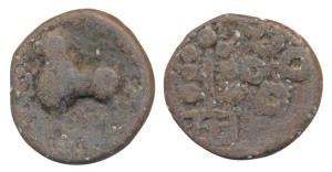 Satavahanas, Satakarni, Lead Unit, 9.47g, Junnar lion type, obv. lion standing facing left
