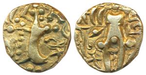 Karkotakas of Kashmir, Pratapaditya II (5th century AD), Debased Gold Dinar, 7.3g, obv. se