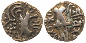 Karkotakas of Kashmir, Vinayaditya (8th century AD), Base Gold Dinara, 7.46g, seated godde