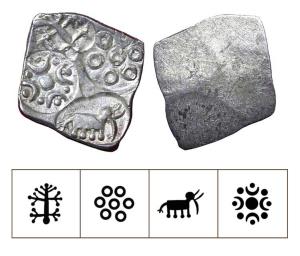 Archaic Punch Marked Coinage, attributed to Vidarbha Janapada, Godavari valley, Silver ½ K