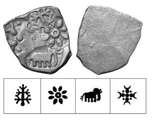 Archaic Punch Marked Coinage, attributed to Vidarbha Janapada, Godavari valley, Silver ½ K