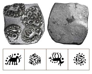 Archaic Punch Marked Coinage, attributed to Vidarbha Janapada, Godavari valley, Silver ½ K