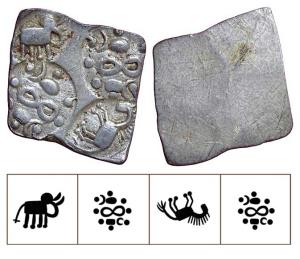 Archaic Punch Marked Coinage, attributed to Vidarbha Janapada, Godavari valley, Silver ½ K