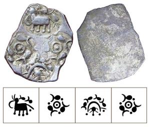 Archaic Punch Marked Coinage, attributed to Vidarbha Janapada, Godavari valley, Silver ½ K