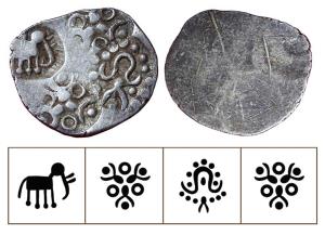 Archaic Punch Marked Coinage, attributed to Vidarbha Janapada, Godavari valley, Silver ½ K