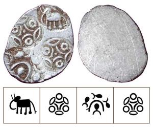 Archaic Punch Marked Coinage, attributed to Vidarbha Janapada, Godavari valley, Silver ½ K