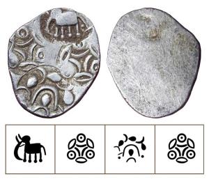 Archaic Punch Marked Coinage, attributed to Vidarbha Janapada, Godavari valley, Silver ½ K