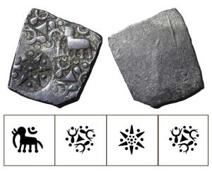 Archaic Punch Marked Coinage, attributed to Vidarbha Janapada, Godavari valley, Silver ½ K
