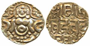 Gahadavalas of Kanauj, Govinda Chandradeva (1114-1154 AD), Gold 4 ½ Masha, 4.28g, obv. God