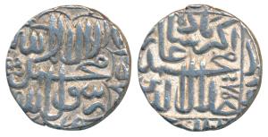 Akbar, Silver Rupee, 11.28g, Dar-ul-Khilafat Agra Mint, AH 965, Kalima type (KM 80.1A). Ve