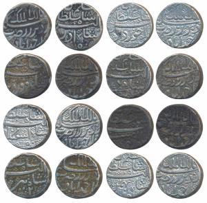 Jahangir as Salim, Silver Rupee (8), Ahmedabad Mint, set of eight different months, ’Malik