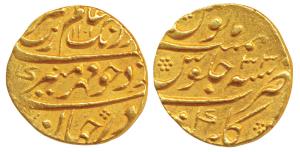 Aurangzeb, Gold Mohur, 10.95g, Gulbarga Mint, AH 1101/33, near complete mint name at botto