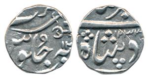 Anand Rao (AH 1215-1235, 1800-1819 AD), Silver ½ Rupee, 5.68g, Baroda Mint, in the name of