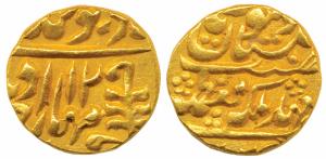 Madho Singh II, Gold Mohur, 10.82g, Sawai Jaipur Mint, with the name of Queen Victoria, RY