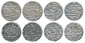 Muhammadabad Banaras Mint, Silver Rupee (4), in the name of Shah Alam II, fish, sun-burst 