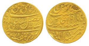 Murshidabad Mint, Gold Mohur, 12.36g, in the name of Shah Alam II, AH 1202/19, 1793-1818 A