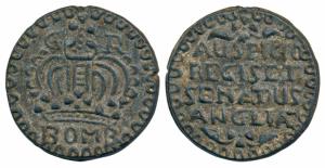 Bombay Tin 2 Pice, 29.48g, GR above a large crown divided by an orb and cross with BOMB wr