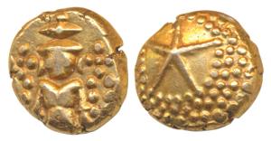 Star Gold Pagoda, 3.38g, obv. single Swami (Balaji-Tirupati) standing, facing front; rev. 