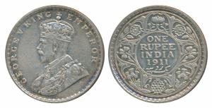 George V, Silver Rupee, 1911, Bombay Mint (Prid 217). Very Fine+.