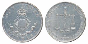 Mombasa, Silver Rupee, 11.62g, 1888 H (KM 5). Extremely Fine, Rare.