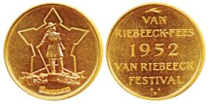 South Africa, Gold, 16g, Tri-Centenary Medal, 1652-1952; Van Riebeeck-Fees / Van Riebeeck 