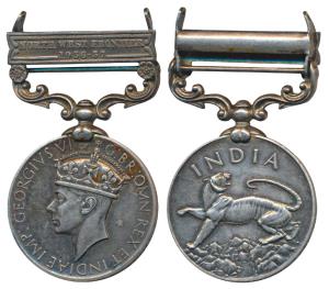 India General Service Medal, George VI, Silver, North West Frontier 1936-37 bar, awarded t