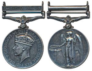 General Service Medal, George VI, Silver, Palestine 1945-48 bar, awarded to 333305 Lance H
