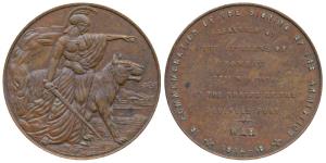 Bombay Peace Medal, In Commemoration of the signing of Armistice, Bronze, obv. lion and a 