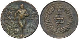 47th Regiment Cross Country, Copper Medal, obv. men running thru a field with a house in t