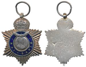 Indian Title Badge, George V, Silver, Rai Sahib, crowned profile of George V facing right 