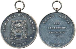Cathedral High School, Bombay, Silver Medal, 59.9g, obv. logo of the school with Anglo Sco