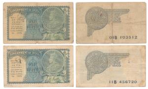 George V, Rupee 1, 2nd issue, 1935, signed J. W. Kelly, Prefix B (J&R 3.2.1B). Fine and Fi
