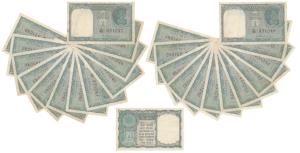Rupee 1, 1950, signed K. G. Ambegaonkar, in order of consecutive serial numbers except one