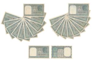 Rupee 1, 1950, signed K. G. Ambegaonkar, in order of consecutive serial numbers (J&R 6.1.1