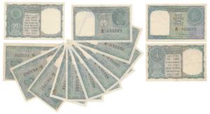 Rupee 1, 1950, signed K. G. Ambegaonkar, some in order of consecutive serial numbers (J&R 