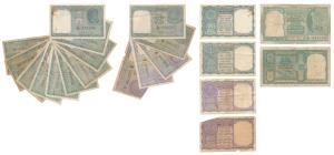 Rupee 1 (15), different dates and signatures, including 1949, signed K.R.K. Menon (1); sig