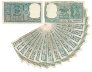 Rupees 5, H.V.R. Iengar, inset A (1); 1964, signed P. C. Bhattacharya, inset A (7); inset 
