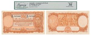 Australia, George VI, Ten Shillings, 1952 issue (Pick 25d). Graded by Legacy Grading Very 